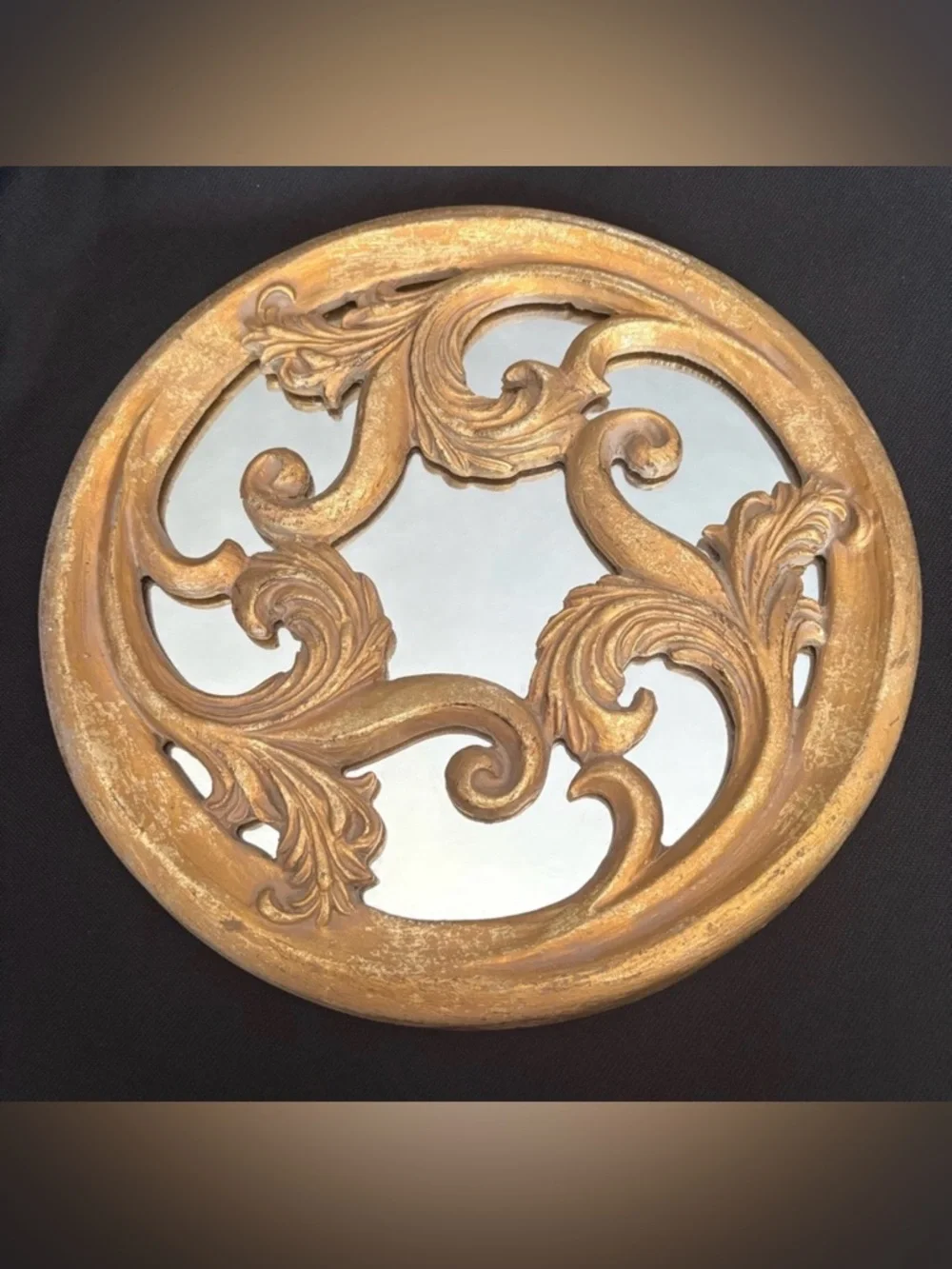 Florentine Style Round Gold Wall Mirror Decor - Hollywood Regency - Classic